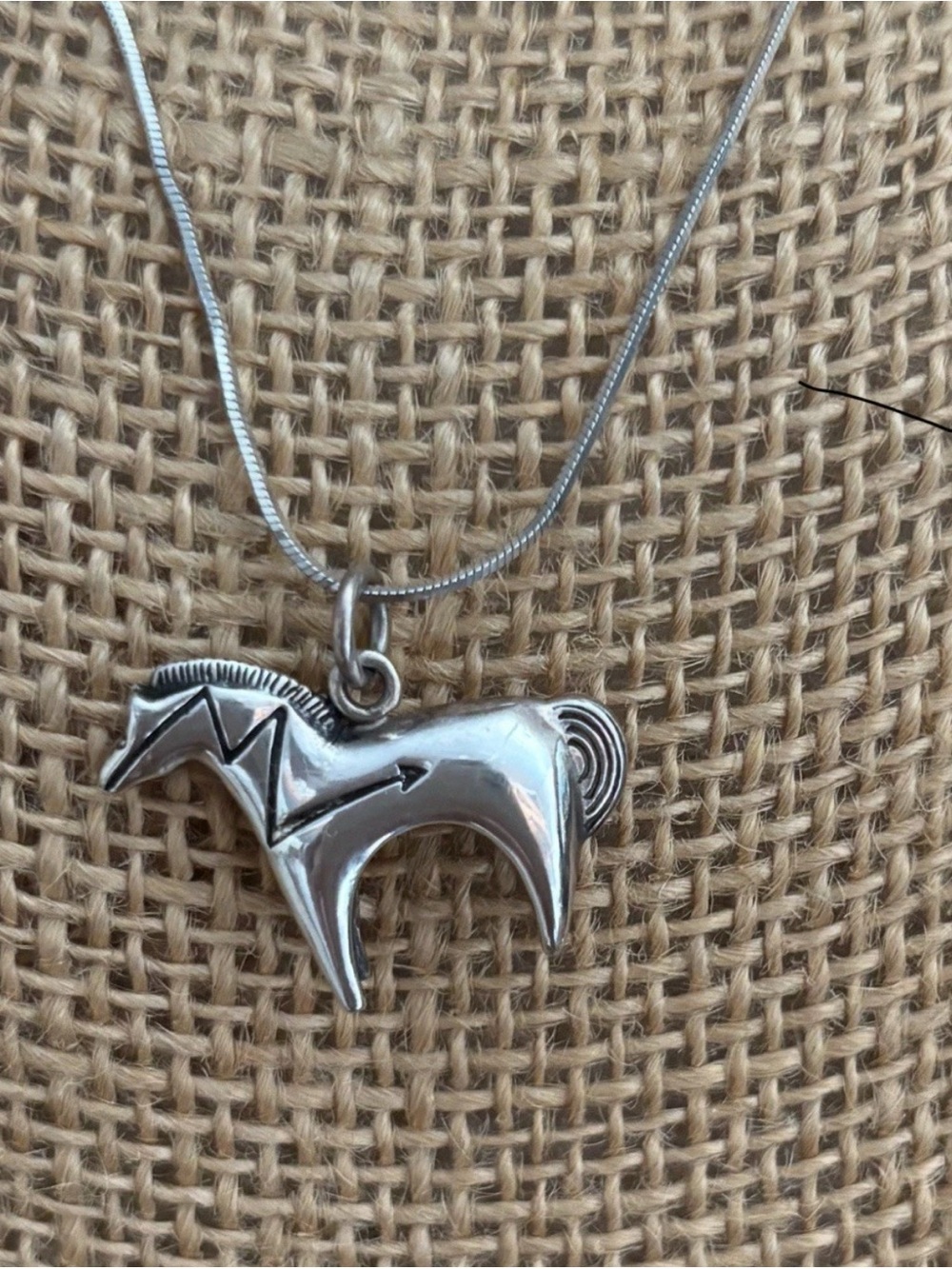 Sterling Silver Fetish Appaloosa Horse Charm Pendant  Necklace On Snake Chain